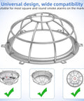 Heavy Duty Metal Detector Guard Cover And Fire Alarm Protector With Tool Less Quick Mount For Sprinkler Heads And Smoke Sensors, 6.18x6.18x2.71 inches, steel cage design.