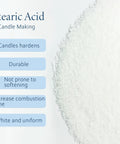 Stearic Acid Wax Beads 400g For Soap Making, Candles, Cosmetics, DIY Skincare, Rubber And Plastic Additive, Go-To Multi-Purpose Natural Compound Raw Material with benefits listed.