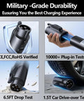 Top Tier Nacs To J1772 Ev Charging Adapter With 80 Amp Max And 250 Volt Rating Built For Tsl Chargers showing durability tests.