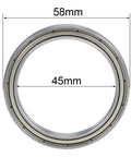 6809ZZ Deep Groove Ball Bearing Set 45mm Inner Diameter 58mm Outer Diameter 7mm Width Double Shielded Z2 Chrome Steel 2 Pack, 45x58x7mm bearing