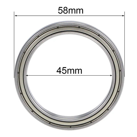 6809ZZ Deep Groove Ball Bearing Set 45mm Inner Diameter 58mm Outer Diameter 7mm Width Double Shielded Z2 Chrome Steel 2 Pack, 45x58x7mm bearing