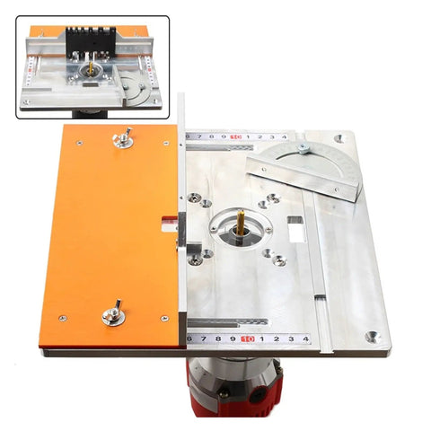 Heavy Duty Aluminum Router Table Insert Plate With Flip Top Frame And Miter Guide Track For Zero Hassle Table Saw Mods and Serious Woodworking Upgrades Built To Last, showcasing assembled setup.