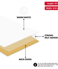 White Heavy Duty PVC Edge Banding Tape, Three Quarter Inch By 25 Feet Long, showcasing warm white finish and self-adhesive backing.
