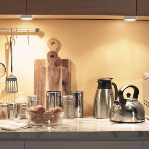 Super Bright Battery Operated Closet Light 200 Lumen COB LED Tap Lights installed under kitchen cabinet lighting countertop