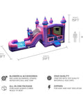 Purple Dual Lane Bounce House With Slide And Basketball Hoop 31 Ft Long 13 Ft Wide 15 Ft High 15oz PVC Inflatable Blower Included