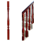Premium Solid Poplar Wood Balusters For Deck And Stair Railing, 50 Pack, smooth finish, mounted on staircase.