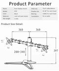 Heavy Hitter Dual Monitor Stand Free Standing Desk Mount for Two Screens Up To Thirty Inches, technical illustration with dimensions.