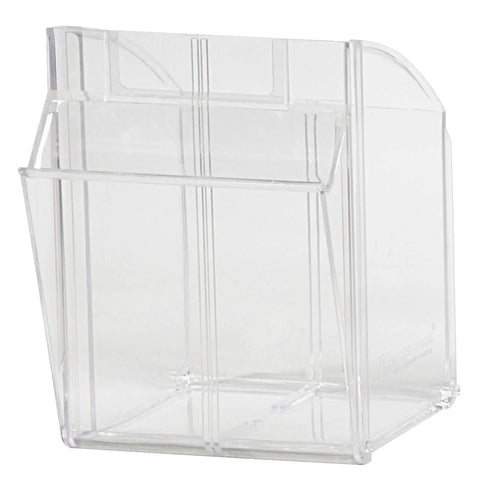 Clear removable bin from TiltView Plastic Storage Cabinet With Four Tilt Out Bins For Quick Access in a stone finish