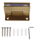 Glass Door Hinges For Shower And Office Partitions With A Smooth 180 Degree Swing And Stable Panels, Heavy Duty Rust Resistant 304 Stainless Steel For Bathrooms, Laundry Rooms, And Humid Spaces in gold with screws and hex key