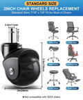 Heavy Duty Rollerblade Office Chair Wheels Replacement Set Of 5, 2 Inch Rubber Casters designed for various chair types with standard stem fitting.