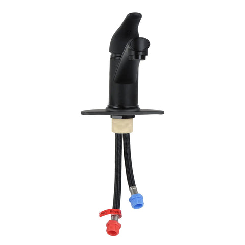Single Lever Bathroom Faucet With Extended Roman Spout And Blade Handle In Black Matte, One-Hole Install With Mounting Ring, 5-Inch Reach