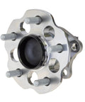Rear Wheel Bearing Hub Assembly Fits 2012 2019 Toyota Mirai Plus Prius V Generation Three, close-up of polished steel surface and bolts.