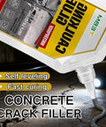 Heavy Duty Concrete Crack Filler And Sun Guard Coating For Beat Down Summer Patios That Stays Non Yellowing, bottle on cracked surface.