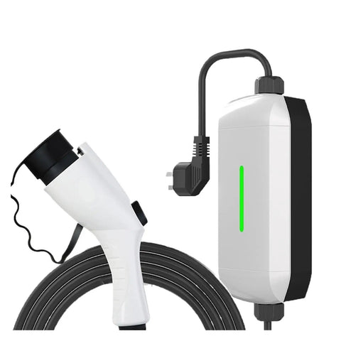 Plug And Play Portable EV Charger Featuring Type 2 And Nacs Connectors, 32A charging handle with power box.