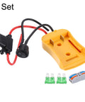 DIY RC Car Battery Adapter Converter Kit For 20V Batteries Includes 12AWG Wire And Wire Terminal ABS Shell Fuse Switch A 6 Piece Set In Yellow