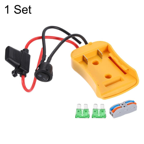 DIY RC Car Battery Adapter Converter Kit For 20V Batteries Includes 12AWG Wire And Wire Terminal ABS Shell Fuse Switch A 6 Piece Set In Yellow