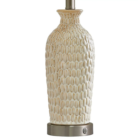 Base of Two USB Touch Dimmable Ceramic Table Lamps Set Of 2 For Living Room Or Bedroom, 3-Way Brightness With Tap Control