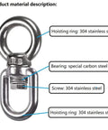 Heavy Duty Workhorse Bearing Swivel With 360 Degree Rotation And 820 Lb Capacity, labeled parts in stainless and carbon steel.