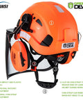 3 In 1 Arborist Safety Helmet With Mesh Face Shield And Removable Ear Muffs For Chainsaw Work, Adjustable ABS Hard Hat