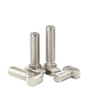 Ten Pack Nickel Plated Steel M5 M6 M8 T Hammer Head Bolts For Aluminum Profile Connectors EU20 EU30 EU40 45mm Length 10 Pieces