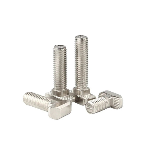 Ten Pack Nickel Plated Steel M5 M6 M8 T Hammer Head Bolts For Aluminum Profile Connectors EU20 EU30 EU40 45mm Length 10 Pieces