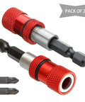 Two Piece Adjustable Screw Depth Bit Holder Magnetic Screwdriver Set For Drywall With One Quarter Inch Hex Shank S2 Phillips Bits