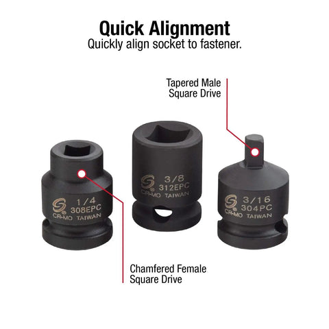 Three Eighths Inch Drive Pipe Plug Socket Set, 11 Piece SAE Cr-Mo Steel Build with tapered male and chamfered female square drive