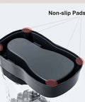 Automatic Pet Water Dispenser Gravity Fed Stainless Steel Bowl 1 Gallon with non-slip pads shown from top view