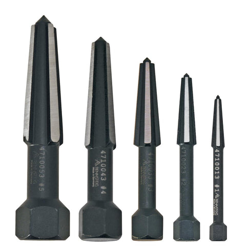Five piece Beefed Up 5 Pack Screw Extractor Set with Double Edged Bits in varying sizes from 1 to 5