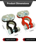 Top Post Battery Terminal Connectors Color Coded Set With Anti Corrosion Felts For Car Boat Camper Heavy Duty Aluminum Cables, showing sizes.