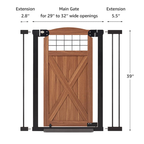 Top Shelf Farmhouse Wood Dog Gate With Sliding Barn Door Style Adjusts From 29 To 40 Inches For Dogs hassle-free anti trip indoor fence dimensions.