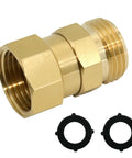 Swivel Garden Hose Fitting Connector Three Quarter Garden Hose Thread Metal With Rubber Washer Leak Proof Replacement Part For Irrigation, brass