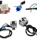 Universal 25mm Motorcycle Handlebar Switch Pair with rubber buttons for headlight, turn signal and horn control.