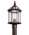 Barrie Outdoor Post Lantern In Tannery Bronze, Weatherproof Aluminum Post Light With Included 10W A19 Bulb, Fits Standard 3 Inch Posts