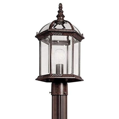 Barrie Outdoor Post Lantern In Tannery Bronze, Weatherproof Aluminum Post Light With Included 10W A19 Bulb, Fits Standard 3 Inch Posts