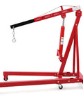 Rock Solid Heavy Duty Folding Engine Hoist 2 Ton 4400 Lbs Hydraulic Tilting Shop Crane with telescopic boom and caster wheels.