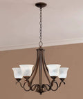 Bronze chandelier with Ceiling Fan Light Covers Bell Shaped Frosted Milky Scavo Glass Alabaster Shades Replacement Globes