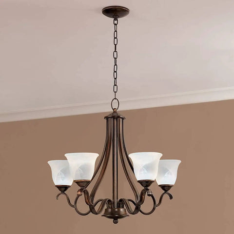 Bronze chandelier with Ceiling Fan Light Covers Bell Shaped Frosted Milky Scavo Glass Alabaster Shades Replacement Globes