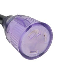 Close-up of NEMA L6-30 Locking Extension Cord 30 Amp 250 Volt Heavy Duty Outdoor Cable 10 AWG 3 Conductor STW Jacket 25Ft Connector