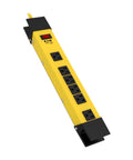 Heavy Duty Power Strip With GFCI Plug, 6 Outlets, 9 Foot Cord, Yellow Metal Housing, Industrial Garage Workshop Bench Mounting