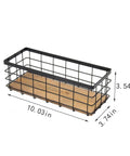 Farmhouse Small Metal Wire Storage Basket With Wooden Bottom Black Rustic Organizer