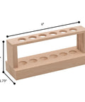 Small Wooden Test Tube Rack For Six 15mm Tubes 6 Inch Long 2.7 Inch Tall Unfinished Oak Construction Economy Lab Rack