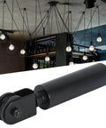 Industrial Pendant Lamp Hanging Chandelier Pulley System Kit With Wire Pulleys Bearing Rod And Lifting Accessories shown installed