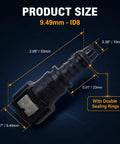 Heavy Duty Two Pack 3/8 Fuel Line Quick Connectors with dimensions, showing 9.49mm size and double sealing rings for Jeep use.