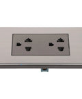 Heavy-Duty 6-Hole Circular Wall Outlet Socket Cover In Rust-Free Stainless Steel, with sleek design for home office use.