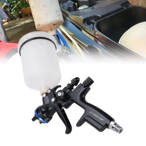 Top Notch Hvlp Paint Sprayer With Two Point Four Oz Cup And One Point Three Mm Nozzle showcased with adjustable nozzle and cup.