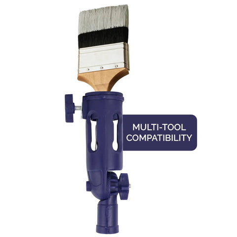 Multi Angle Paint Brush Extender Pole Kit With Rotating Head And Secure Grip For Reaching Ceilings High Walls And Corner Edges Fits Brushes Rollers And Scrapers Blue