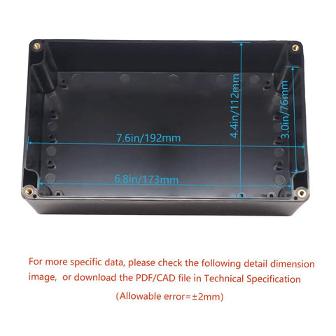 Interior layout of IP65 Waterproof Outdoor ABS Project Box Junction Enclosure For Electrical Components Black 7.9 By 4.7 By 2.95 Inch