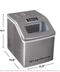 Big Capacity Clear Ice Maker For Home Bar 40 Lbs Output Stainless Steel Creates Crystal Clear Square Ice Cubes Fast For Beers Sodas And Cocktails A Game Changer Countertop Ice Machine displayed with dimensions
