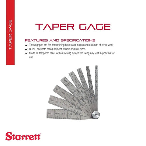 Image showing a Tempered Steel Taper Gauge With Locking Device For Pros And DIY Home Improvement 0.100 To 0.500 Inches Range.
